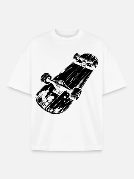 Skateboard Sketch - Boxy Heavyweight Unisex Organic T-Shirt by Stanley/Stella - white