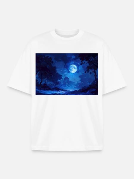 Night Landscape Illustration Poster - Boxy Heavyweight Unisex Organic T-Shirt by Stanley/Stella - white