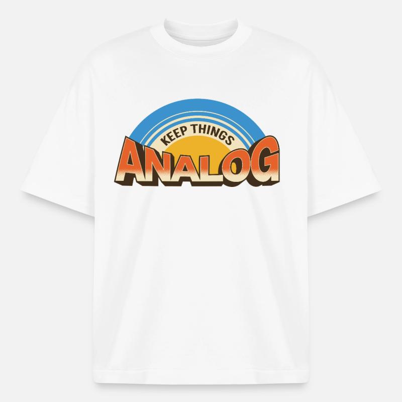 Keep Things Analog – Retro Tech Statement - Heavyweight Boxy Unisex T-Shirt by Stanley/Stella - white