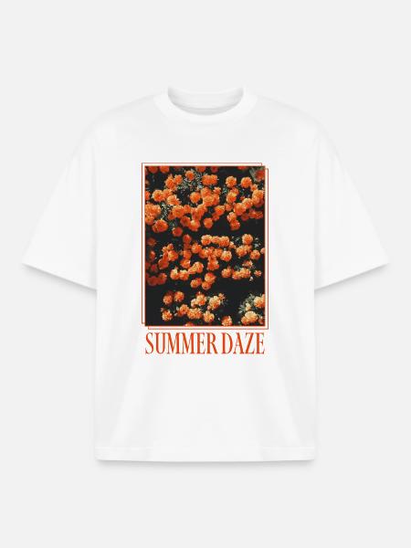Summer Daze – Blooming Summer Dreams - Boxy Heavyweight Unisex Organic T-Shirt by Stanley/Stella - white