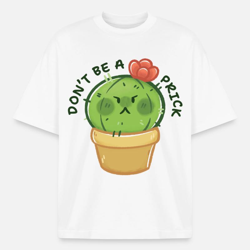 Grumpy Cactus with Message - Heavyweight Boxy Unisex T-Shirt by Stanley/Stella - white