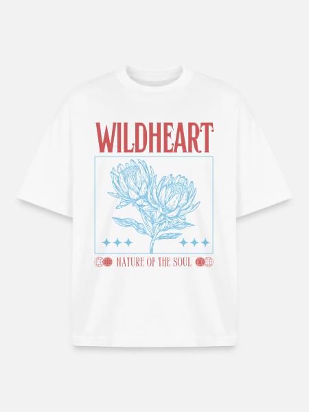 Wildheart – Nature Inspired Floral Statement - Boxy Heavyweight Unisex Organic T-Shirt by Stanley/Stella - white