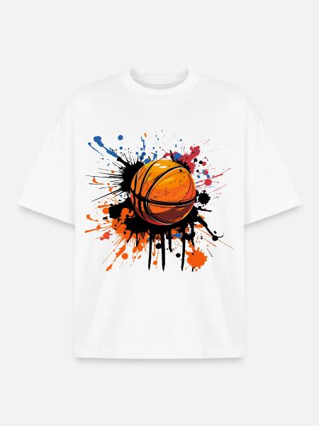 Basketball Ball Street Art - Boxy Heavyweight Unisex Organic T-Shirt by Stanley/Stella - white