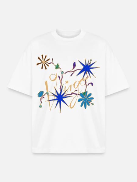 Virgo – Mystische Sternzeichen und Blumen - Boxy Heavyweight Unisex Organic T-Shirt von Stanley/Stella - Weiß