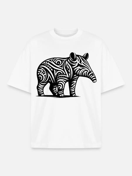 Tapir tribal - T-shirt unisexe boxy épais biologique Stanley/Stella - blanc