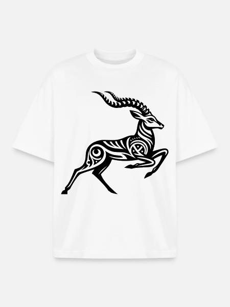 Impala tribal - T-shirt unisexe boxy épais biologique Stanley/Stella - blanc