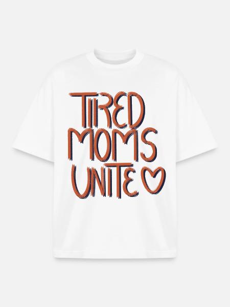 Tired Moms Unite Herzschrift - Boxy Heavyweight Unisex Organic T-Shirt von Stanley/Stella - Weiß