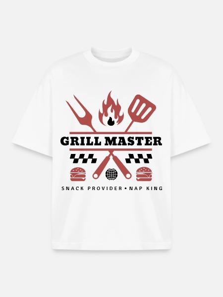 Grill Master Dark Edition - Boxy Heavyweight Unisex Organic T-Shirt by Stanley/Stella - white