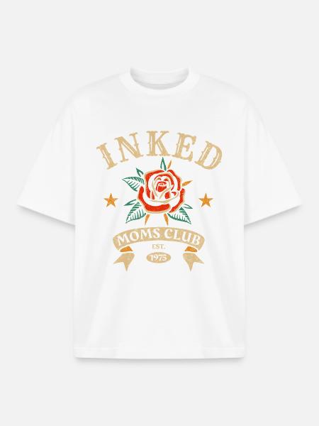 Inked Moms Club Tattoo Style - Boxy Heavyweight Unisex Organic T-Shirt by Stanley/Stella - white
