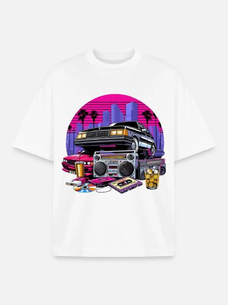 Kompaktkassette Ghettoblaster 90er Retro Geschenk - Boxy Heavyweight Unisex Organic T-Shirt von Stanley/Stella - Weiß