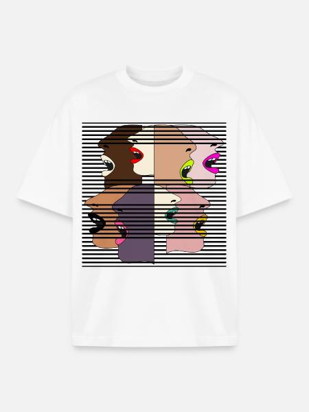 CRIS : LES FEMMES VOTENT DÉMOCRATIE - T-shirt unisexe boxy épais biologique Stanley/Stella - blanc