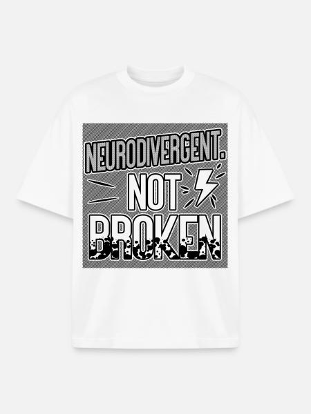Neurodivergent Not Broken – Neurodiversity Pride - Boxy Heavyweight Unisex Organic T-Shirt by Stanley/Stella - white