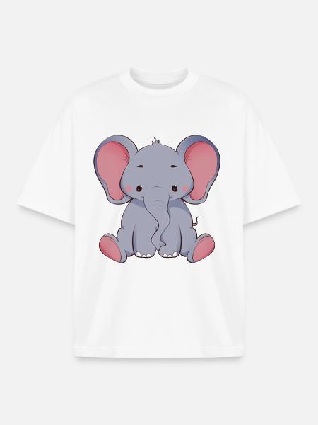 Éléphant - T-shirt unisexe boxy épais biologique Stanley/Stella - blanc