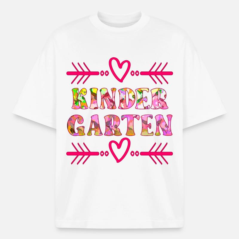 KINDERGARTEN FLORALES MUSTER - Boxy Heavyweight Unisex Organic T-Shirt von Stanley/Stella - Weiß