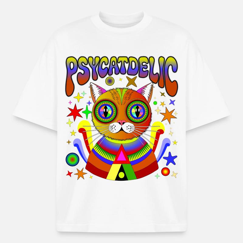 PSYCATDELIC - Boxy Heavyweight Unisex Organic T-Shirt by Stanley/Stella - white