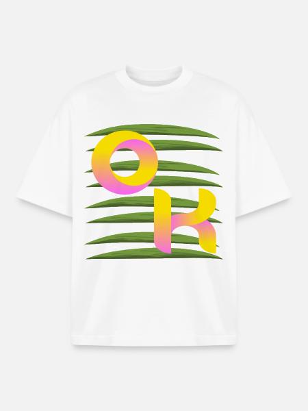 SUMMER PALM TREES OK - Boxy Heavyweight Unisex Organic T-Shirt by Stanley/Stella - white