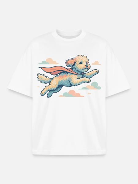Super Hund Havapoo Cape Umhang Geschenk - Boxy Heavyweight Unisex Organic T-Shirt von Stanley/Stella - Weiß