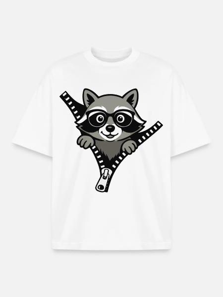 Curious raccoon - Boxy Heavyweight Unisex Organic T-Shirt by Stanley/Stella - white