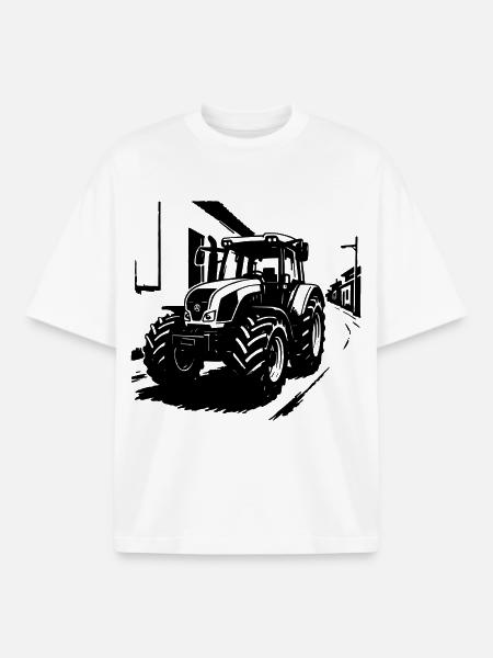 Traktor Power Vintage - Stanley/Stella unisex boxy heavyweight T-shirt økologisk - hvid