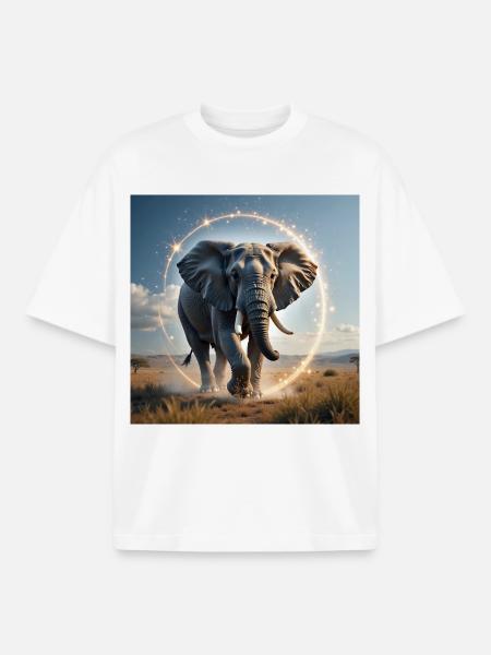 Power Animal Elephant - Boxy Heavyweight Unisex Organic T-Shirt by Stanley/Stella - white