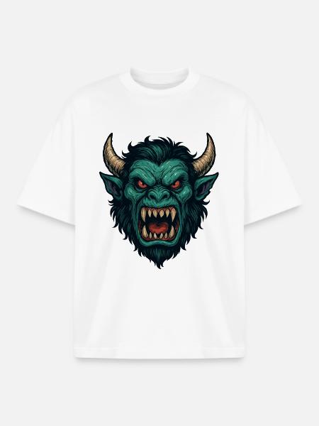 Demonic Wyrm Face - Boxy Heavyweight Unisex Organic T-Shirt by Stanley/Stella - white