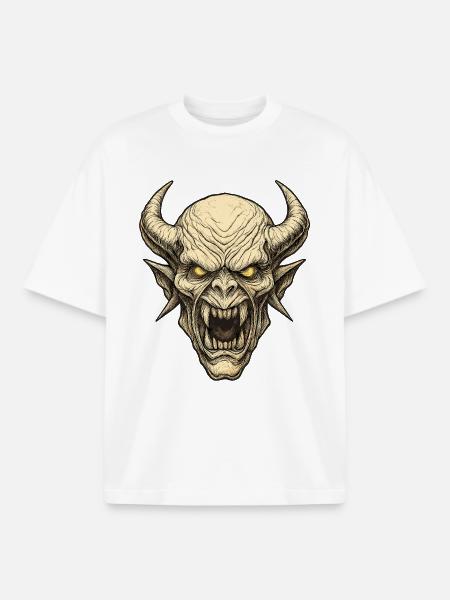 Demon Mask Hornenkopf - Boxy Heavyweight Unisex Organic T-Shirt by Stanley/Stella - white