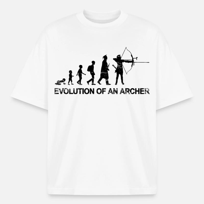 Évolution d’un archer - T-shirt unisexe boxy épais biologique Stanley/Stella - blanc