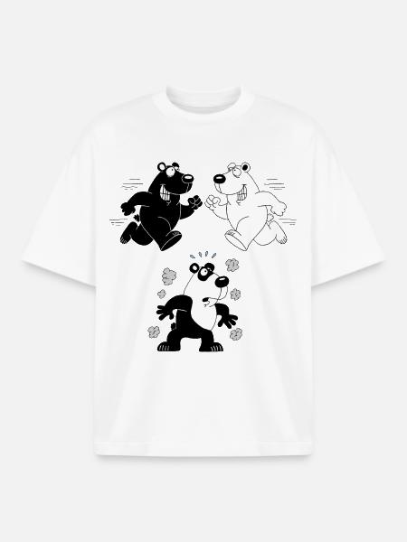 La naissance du panda - T-shirt unisexe boxy épais biologique Stanley/Stella - blanc