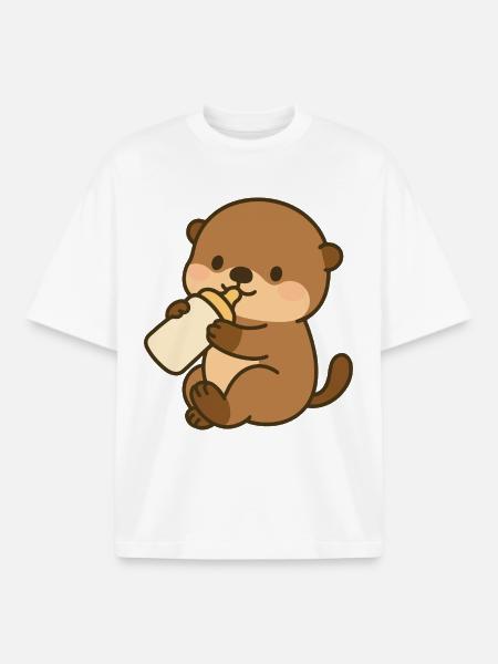 Seeotter-Schlürfspaß - Boxy Heavyweight Unisex Organic T-Shirt von Stanley/Stella - Weiß