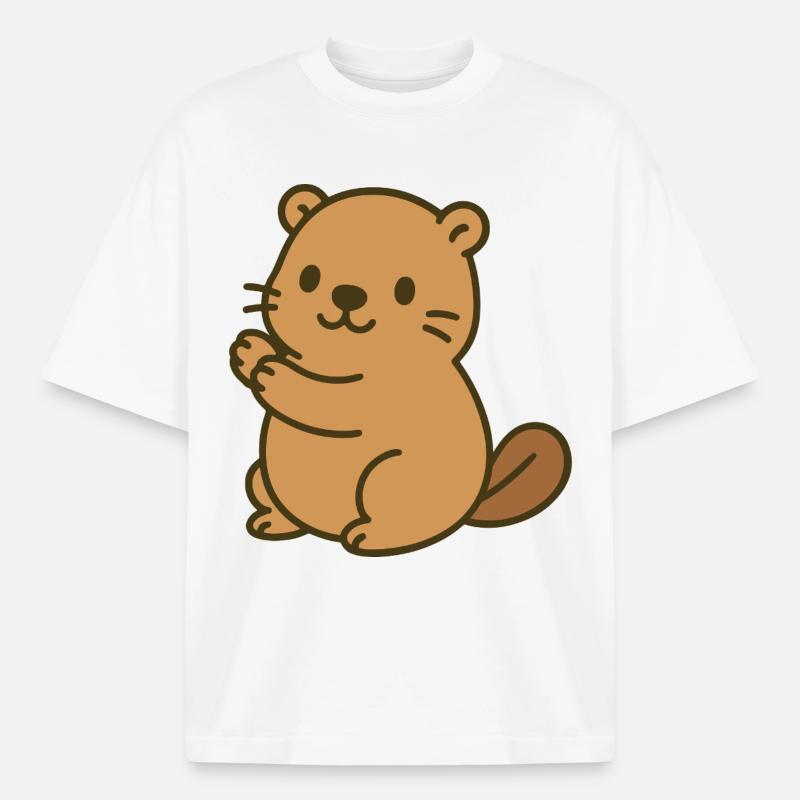 Mignon bébé castor - T-shirt unisexe épais coupe boxy Stanley/Stella - blanc