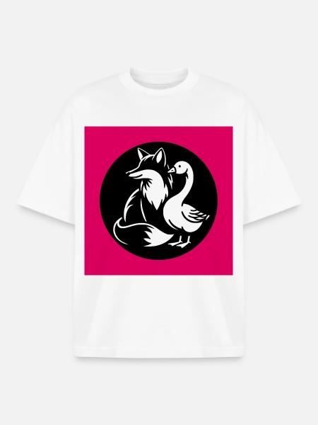 Fox and goose in friendship - Boxy Heavyweight Unisex Organic T-Shirt by Stanley/Stella - white