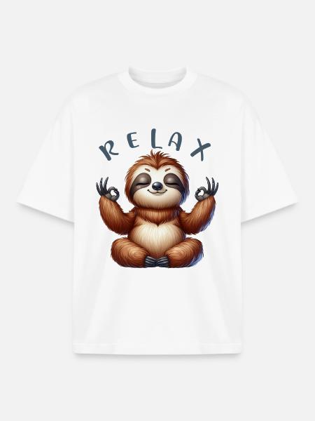 SSW14-RELAX YOGA - Boxy Heavyweight Unisex Organic T-Shirt by Stanley/Stella - white