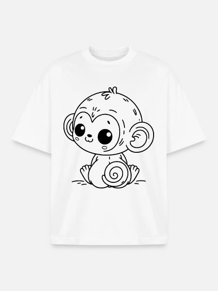 Cooler Monkey – Urban Jungle Vibes - Boxy Heavyweight Unisex Organic T-Shirt by Stanley/Stella - white