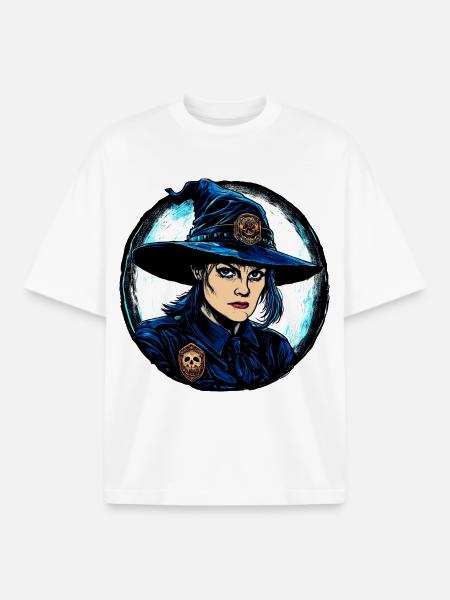 Witches Police / Policewoman Witch - Boxy Heavyweight Unisex Organic T-Shirt by Stanley/Stella - white