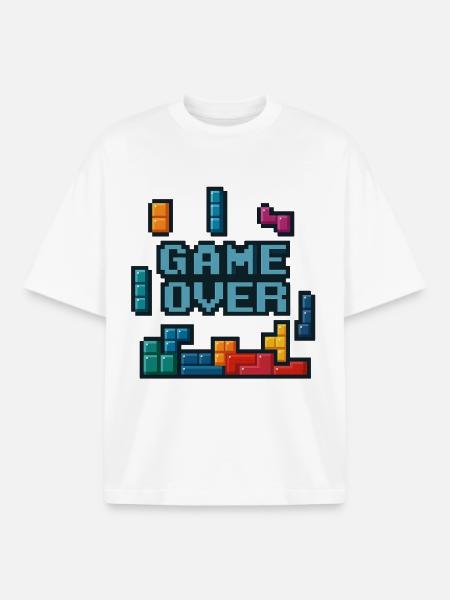 Pixel art Game Over Design - Boxy Heavyweight Unisex Organic T-Shirt by Stanley/Stella - white