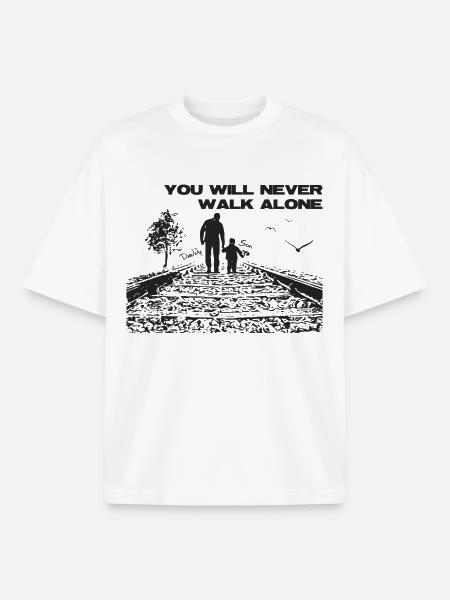 Father & Son – Never Alone - Boxy Heavyweight Unisex Organic T-Shirt by Stanley/Stella - white