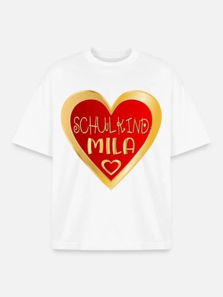 SCHULKIND MILA HERZ - Boxy Heavyweight Unisex Organic T-Shirt von Stanley/Stella - Weiß