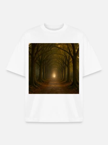 Mystischer Baumweg im Herbstlicht - Boxy Heavyweight Unisex Organic T-Shirt von Stanley/Stella - Weiß