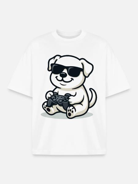 Controller Pup - Boxy Heavyweight Unisex Organic T-Shirt by Stanley/Stella - white