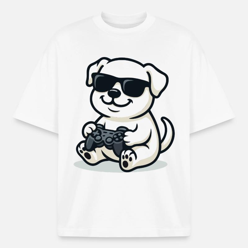 Controller Pup - Heavyweight Unisex Boxy T-Shirt von stanley/stella	 - Weiß