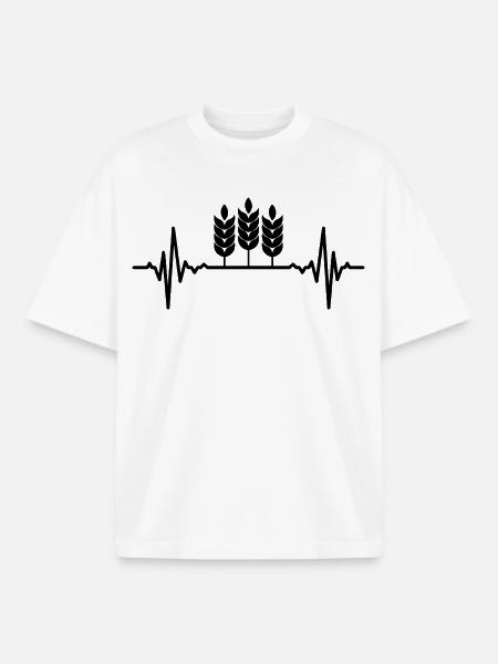 Wheat cultivation heartbeat - Boxy Heavyweight Unisex Organic T-Shirt by Stanley/Stella - white