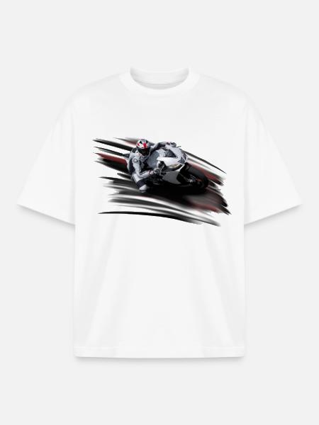 Motorcycle - Boxy Heavyweight Unisex Organic T-Shirt by Stanley/Stella - white