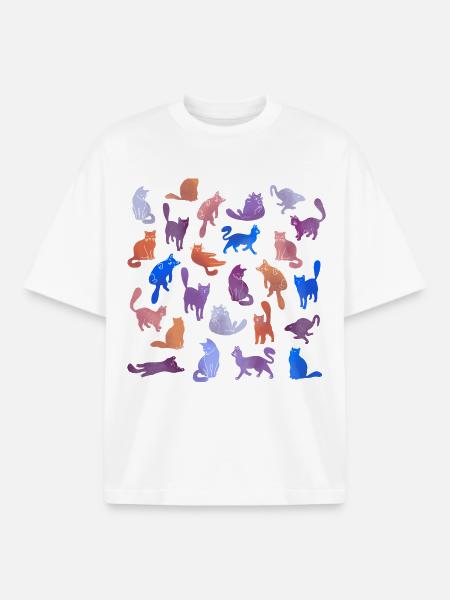Farbenfrohe Katzen Silhouetten - Boxy Heavyweight Unisex Organic T-Shirt von Stanley/Stella - Weiß