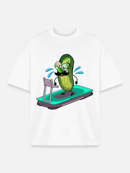 Papa Pickles Treadmill - Boxy Heavyweight Unisex Organic T-Shirt by Stanley/Stella - white