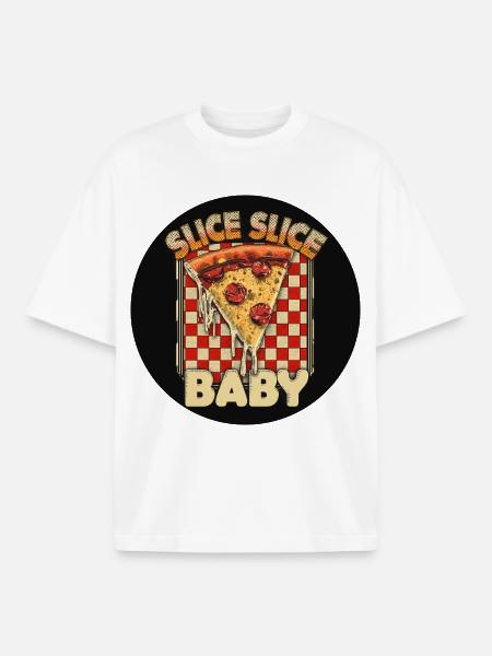 Pizza Slice Baby Design - Boxy Heavyweight Unisex Organic T-Shirt by Stanley/Stella - white