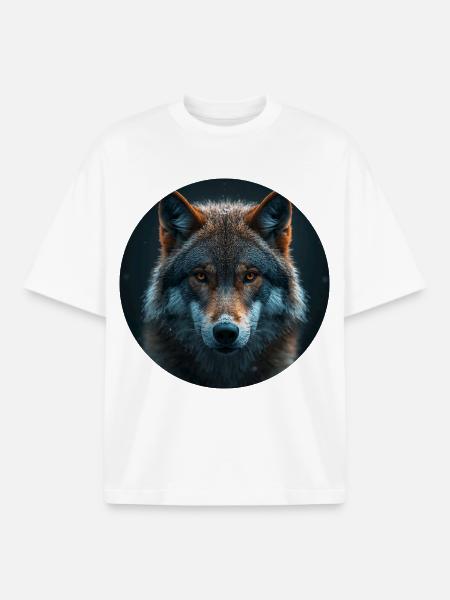 Wildak Wolf Motif Design - Boxy Heavyweight Unisex Organic T-Shirt by Stanley/Stella - white