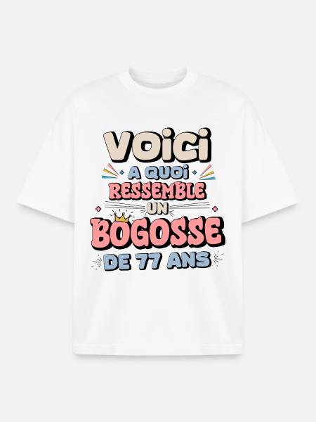 77th Birthday Humor - Boxy Heavyweight Unisex Organic T-Shirt by Stanley/Stella - white