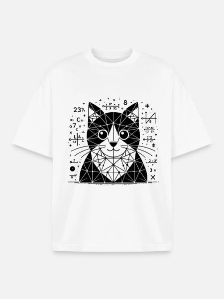 Cat of Mathematicians and Astronomers - Boxy Heavyweight Unisex Organic T-Shirt by Stanley/Stella - white