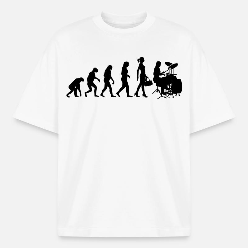 Evolution Schlagzeugerin Percussion Drummer - Boxy Heavyweight Unisex Organic T-Shirt von Stanley/Stella - Weiß