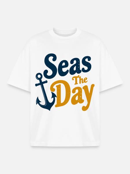Seas The Day - Anker-Symbol - Boxy Heavyweight Unisex Organic T-Shirt von Stanley/Stella - Weiß